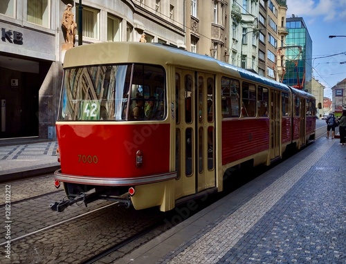 Sticker Vintage tram in Prague