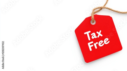Bold Red 'Tax Free' Tag – Isolated Promotional Label for UI, E-commerce, and Marketing Designs