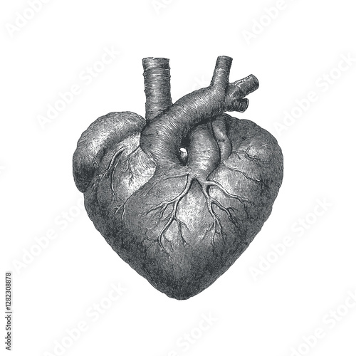 Vector illustration of vintage heart. Medical illustration. Object isolated on white background