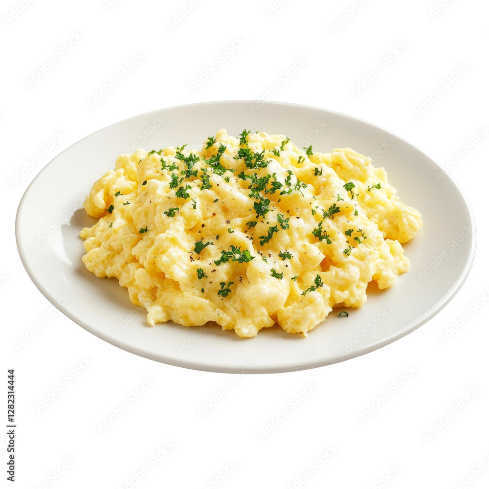 scrambled eggs on toast, white background scrambled eggs on toast, white background