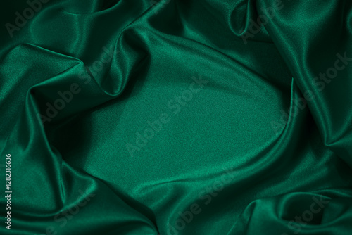 Obraz na płótnie Dark emerald green silk satin fabric backdrop. Product space. Drapery. Show mockup presentation fashion show podium display . Beauty luxury festive cosmetics perfume decoration gift. Design. w salonie