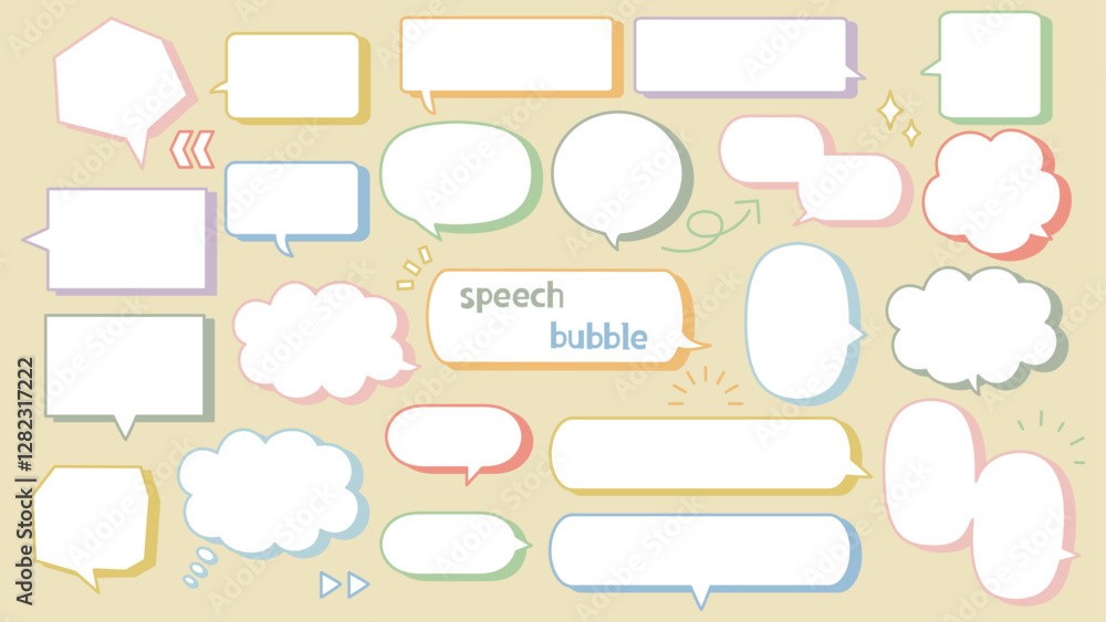 Fototapeta premium シンプルな吹き出しイラスト カラーの影付きバージョン