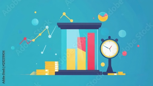 Financial planning timeline flat design front view business strategy theme animation vivid. 