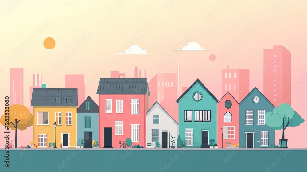 Real estate investment infographic flat design side view property market theme animation colored pastel. Real estate investment infographic flat design side view property market theme animation colored pastel.