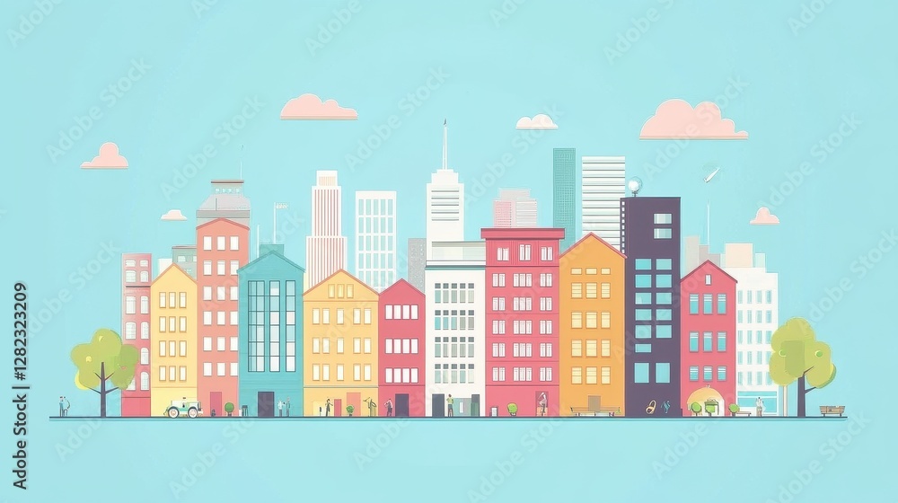 Real estate investment infographic flat design side view property market theme animation colored pastel. Real estate investment infographic flat design side view property market theme animation colored pastel.