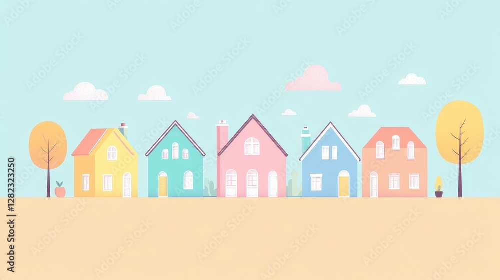 Real estate investment infographic flat design side view property market theme animation colored pastel. Real estate investment infographic flat design side view property market theme animation colored pastel.