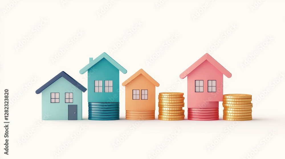 Real estate investment infographic flat design side view property market theme animation colored pastel. Real estate investment infographic flat design side view property market theme animation colored pastel.