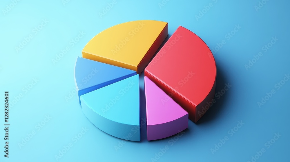 Obraz premium Savings and investment pie chart flat design top view personal finance theme 3D render triadic color scheme.
