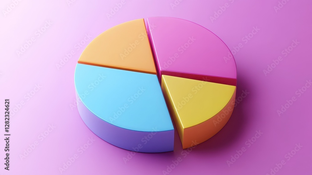 Savings and investment pie chart flat design top view personal finance theme 3D render triadic color scheme. Savings and investment pie chart flat design top view personal finance theme 3D render triadic color scheme.