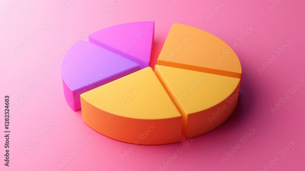 Obraz premium Savings and investment pie chart flat design top view personal finance theme 3D render triadic color scheme.