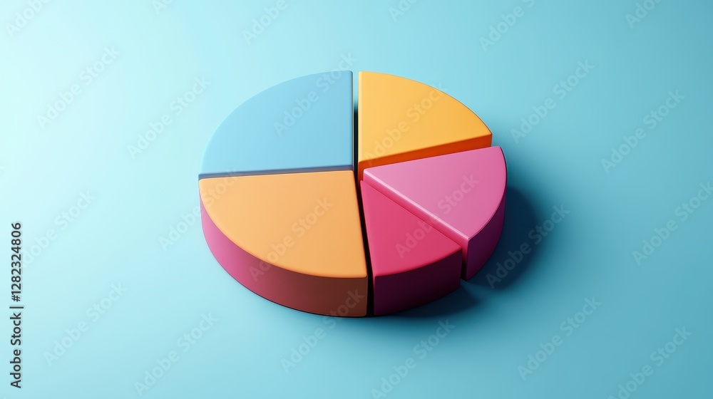 Savings and investment pie chart flat design top view personal finance theme 3D render triadic color scheme. Savings and investment pie chart flat design top view personal finance theme 3D render triadic color scheme.