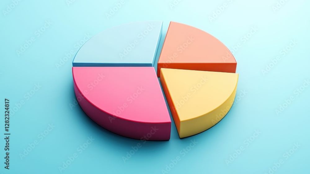 Savings and investment pie chart flat design top view personal finance theme 3D render triadic color scheme. Savings and investment pie chart flat design top view personal finance theme 3D render triadic color scheme.