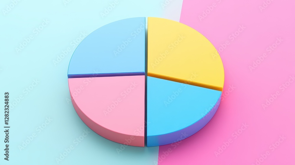 Savings and investment pie chart flat design top view personal finance theme 3D render triadic color scheme. Savings and investment pie chart flat design top view personal finance theme 3D render triadic color scheme.