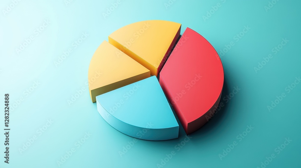Savings and investment pie chart flat design top view personal finance theme 3D render triadic color scheme. Savings and investment pie chart flat design top view personal finance theme 3D render triadic color scheme.