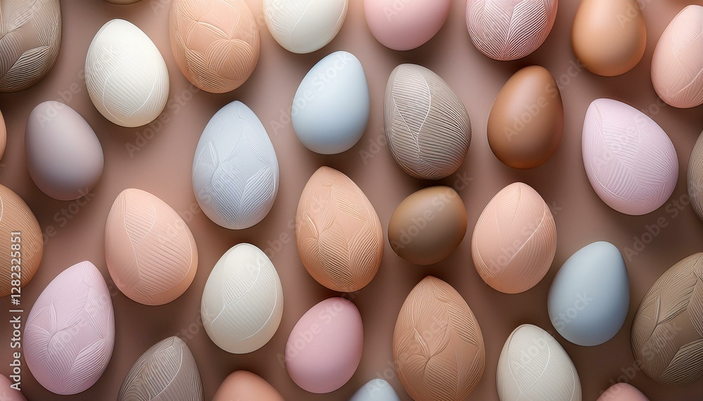 A modern Easter egg background featuring a repeating pattern of geometric egg shapes in soft pastel colors, ideal for contemporary designs, spring celebrations, and festive decorations. A modern Easter egg background featuring a repeating pattern of geometric egg shapes in soft pastel colors, ideal for contemporary designs, spring celebrations, and festive decorations.