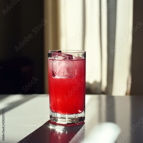 Wallpaper Mural Refreshing cranberry juice with ice in sunlit glass Torontodigital.ca
