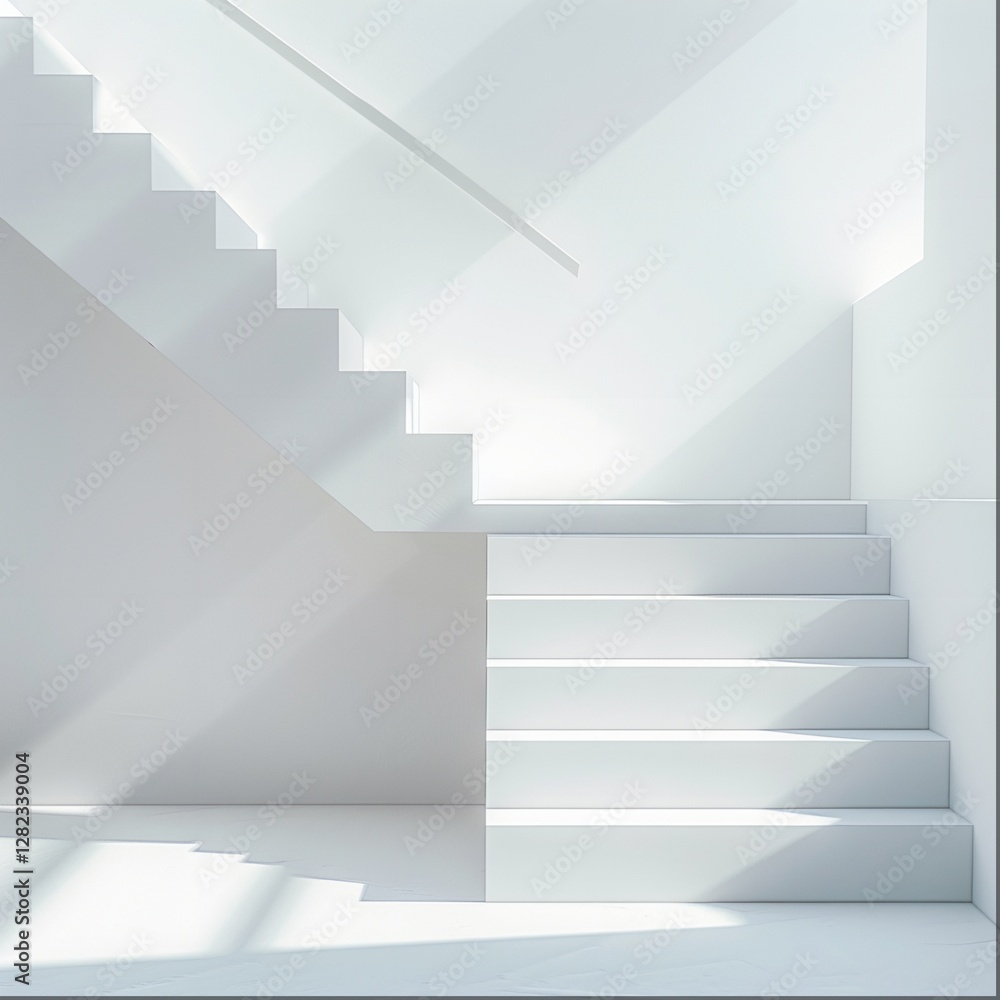 Intersecting White Staircases in a Bright Interior Space Intersecting White Staircases in a Bright Interior Space