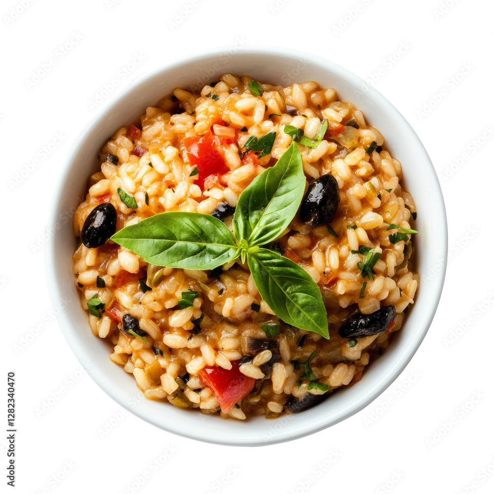 editerranean risotto, isolated on white background editerranean risotto, isolated on white background