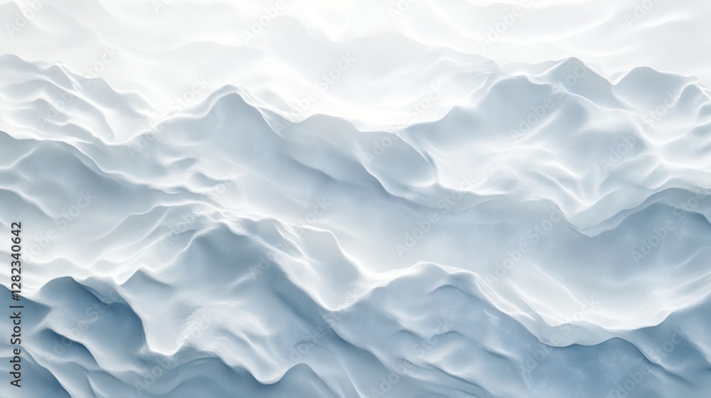 Fototapeta premium Abstract white mountain landscape, aerial view, background texture, design element