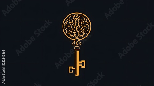 Wallpaper Mural Intricate and Creative Simple Linear Illustration of a Unique Apartment Key in Minimalist Design Torontodigital.ca