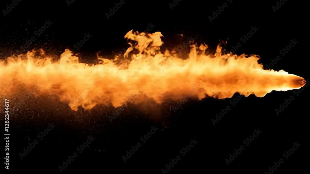 Dynamic orange flames erupting against a dark background create a powerful visual effect of combustion and energy