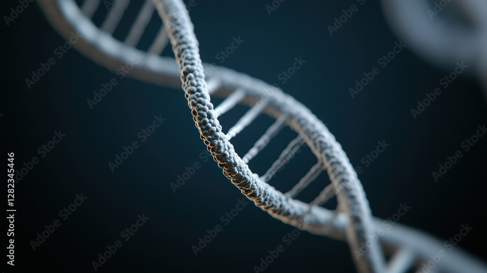 A close up of a DNA strand with a black background A close up of a DNA strand with a black background