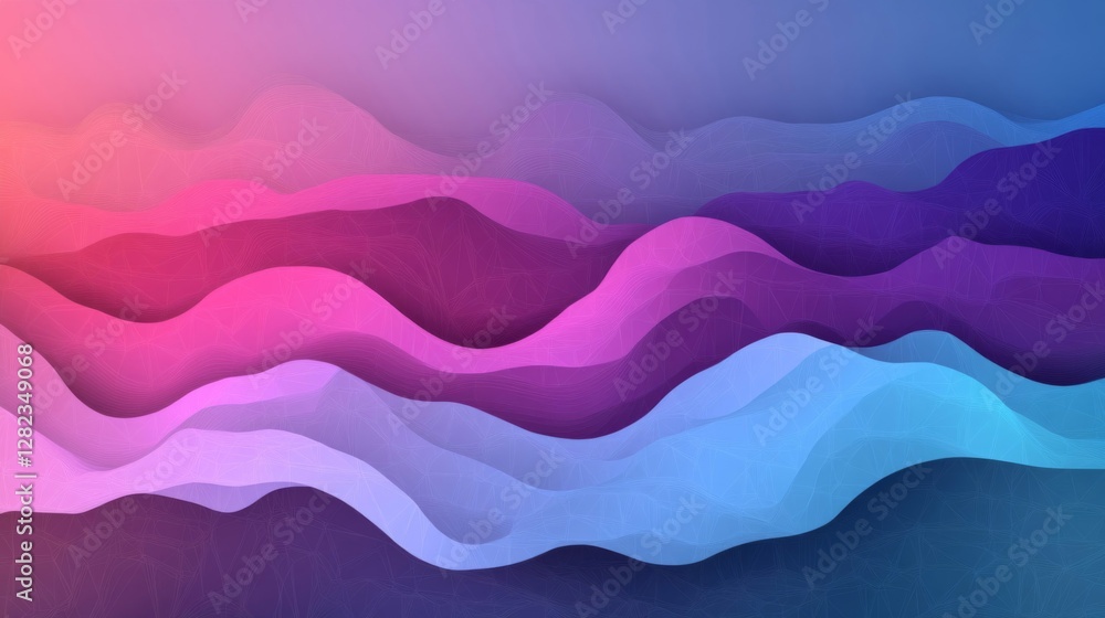 Fototapeta premium Colorful Abstract Pixelated Mountain Landscape with Pink Blue and Purple Gradient
