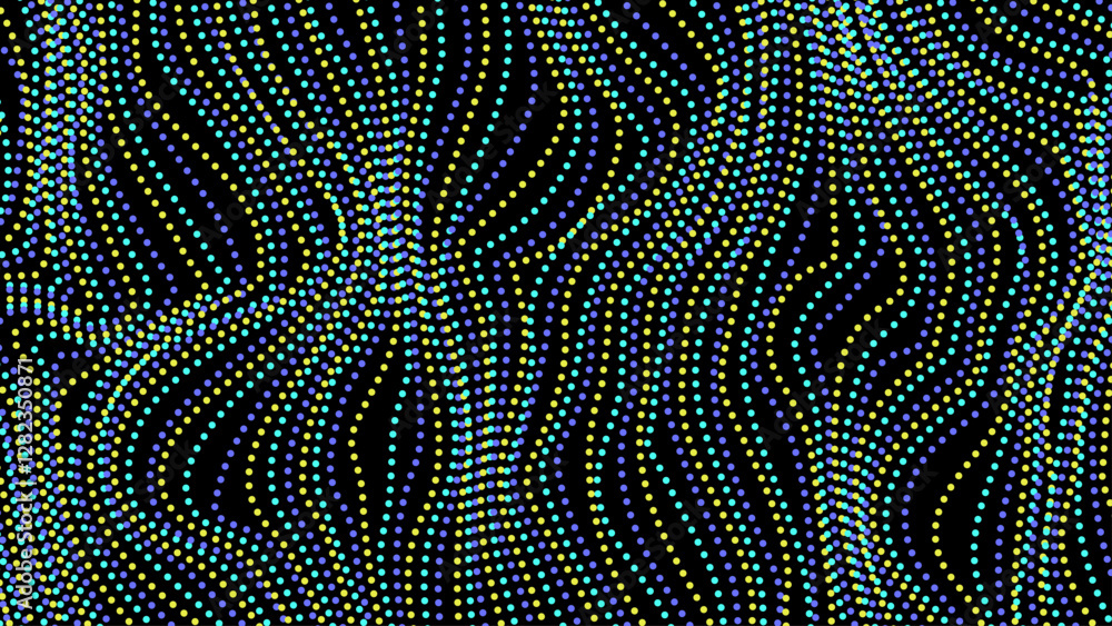 Neon dots abstract background. Dotted wavy backdrop. Vector template for your creative designs.