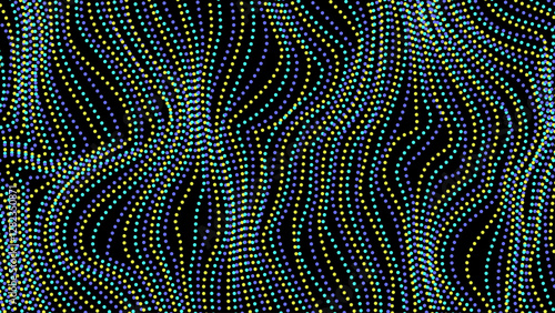 Obraz na płótnie Neon dots abstract background. Dotted wavy backdrop. Vector template for your creative designs. w salonie