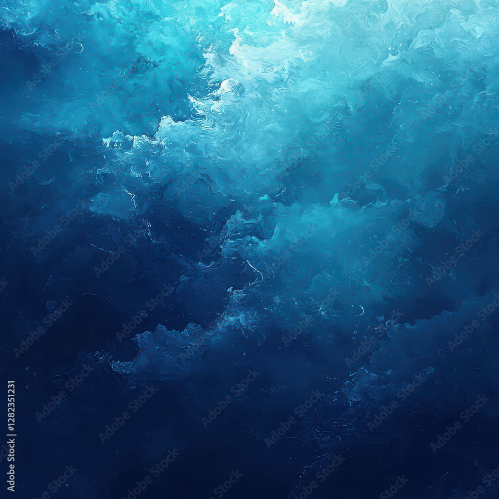 Obraz premium Close-up digital artwork illustration of ocean waves, dominated by shades of blue and white Textured art style conveying fluidity and motion, focused on natural beauty and the power of - AI-Generated