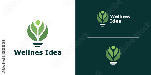 logo design combination of leaves and lights, logo for nature, organic, icon solutions,idea,genius