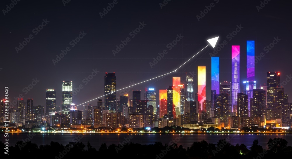 Fototapeta premium Cityscape economics glowing brighter reflecting economic growth and urban development