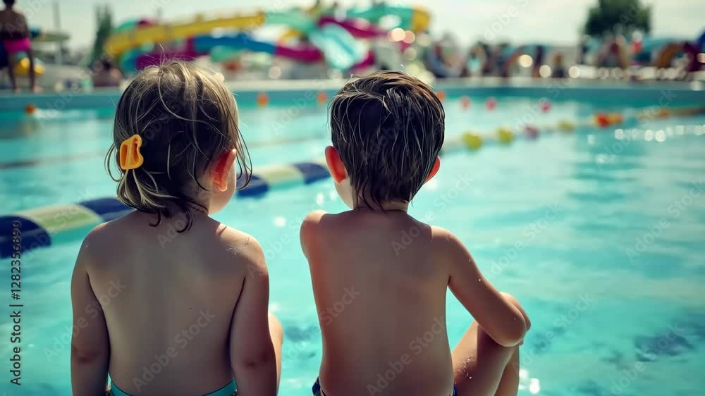 custom made wallpaper toronto digitalKids enjoy summer fun by the pool while waiting for water slides on a sunny day