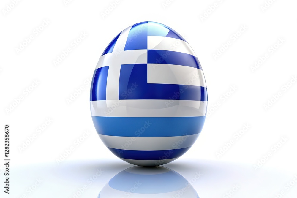 3D Easter Egg with Greek Flag, High-Quality Render 3D Easter Egg with Greek Flag, High-Quality Render