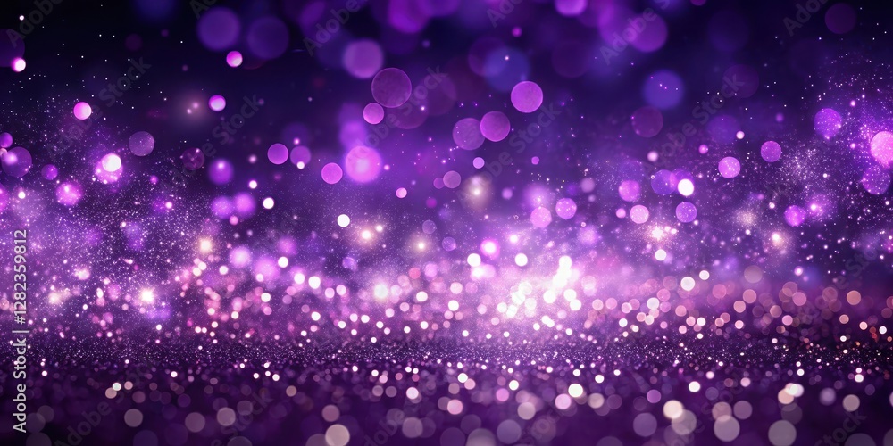 Glittering light purple particles with bokeh effect on stage , Dark background Glittering light purple particles with bokeh effect on stage , Dark background