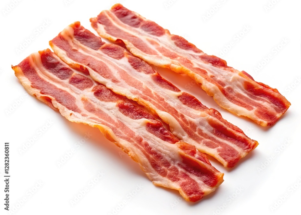 A Slice of Bacon on a White Background A Slice of Bacon on a White Background