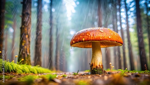 Majestic Brown Mushroom in Ethereal Forest photo