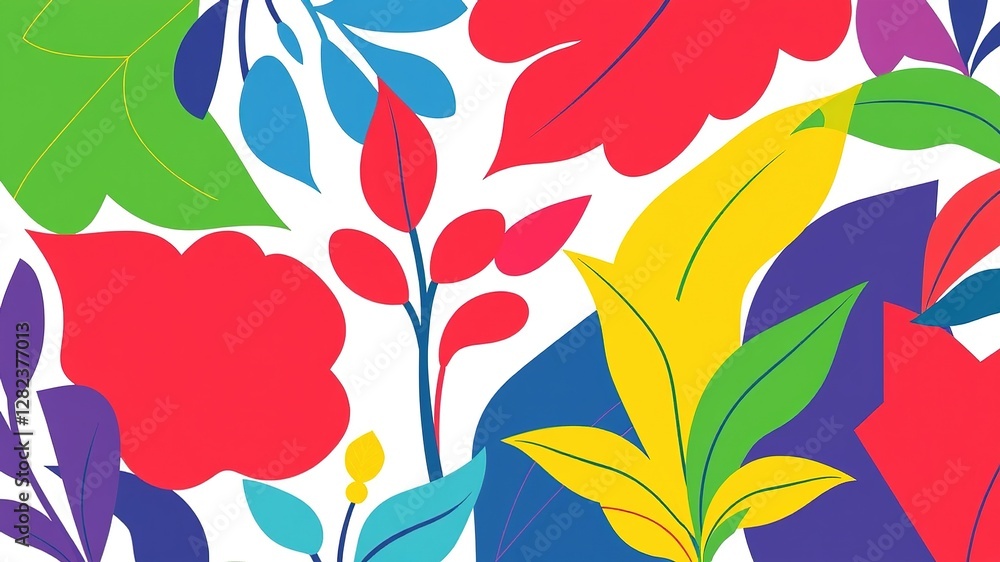 Retro Vibes: Abstract Plant Shapes in Pop Art Glory Retro Vibes: Abstract Plant Shapes in Pop Art Glory