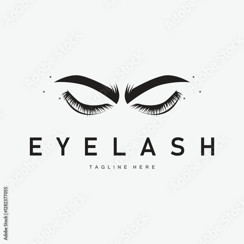 simple black silhouette design eyelash logo decoration beautify the face with a template concept for salon, spa, cosmetic shop or other business