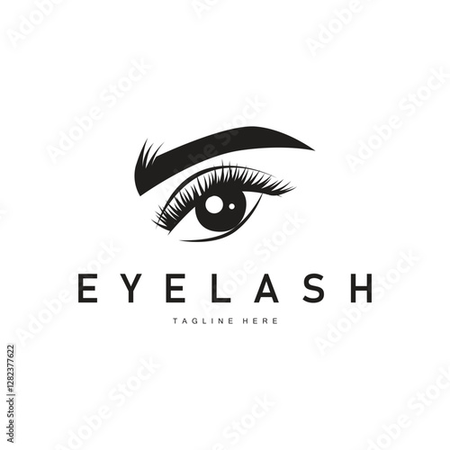 simple black silhouette design eyelash logo decoration beautify the face with a template concept for salon, spa, cosmetic shop or other business