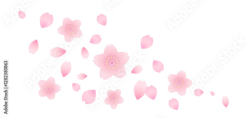 Spring cherry blossoms in full bloom, soft and cute frame background material, flowers, new life, New Year's card material, New Year, March, April, vector white background for kindergarten admission
