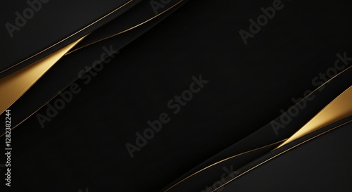 Elegant luxury black and gold background with smooth curves and metallic textures