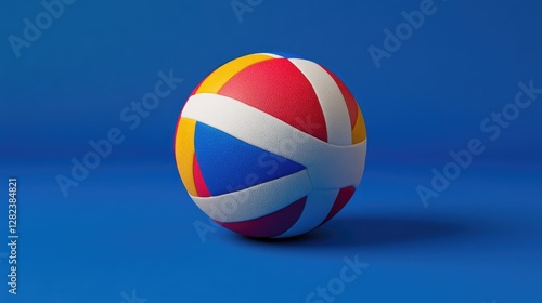 Free Download Professional volleyball ball centered on a blue matte background, isolated, sports-themed, sharp focus, no people - GFXLoad