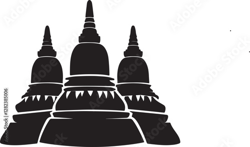 vector illustration of a black and white pagoda
