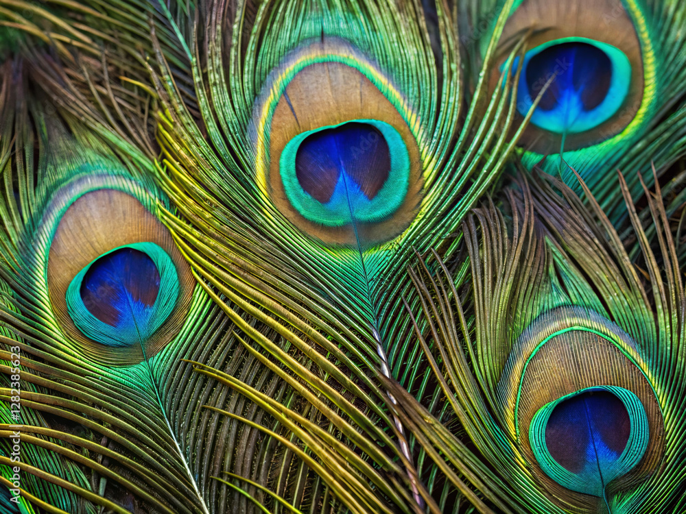 Fototapeta premium peacock feather close up. peacock, feather, bird, feathers, animal, nature, colorful, eye, blue, pattern, green, plume, tail, color, texture, plumage, beauty, macro, peafowl, detail, bright, decoratio