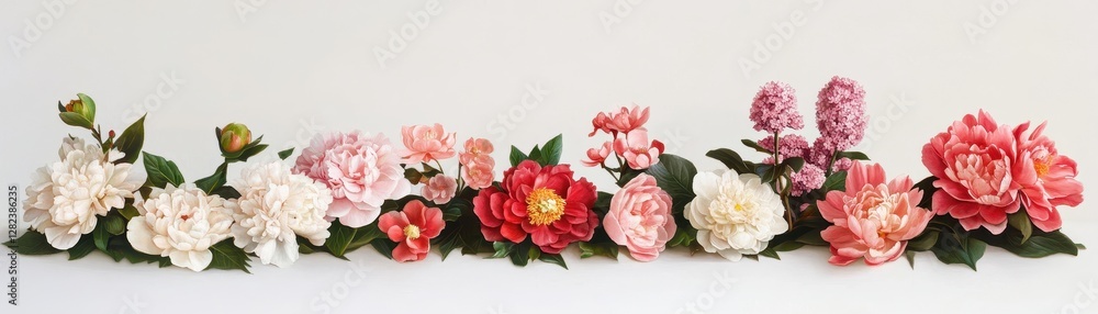Elegant Arrangement of Pink, Red, and White Peonies Elegant Arrangement of Pink, Red, and White Peonies