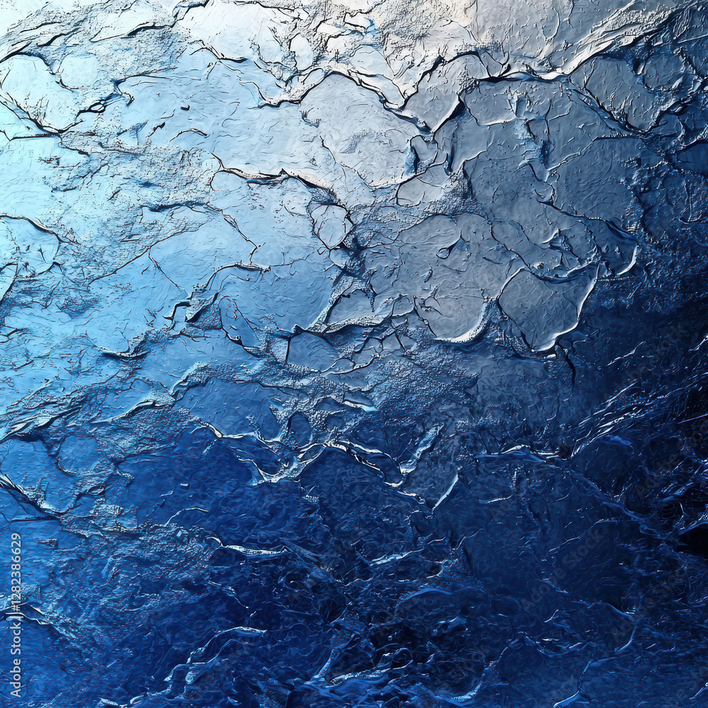 The image features a handcrafted, abstract artwork resembling ice or frost with wavy lines and cracks, dominated by blue hues The texture is smooth yet disturbed, giving it an organic - AI-Generated The image features a handcrafted, abstract artwork resembling ice or frost with wavy lines and cracks, dominated by blue hues The texture is smooth yet disturbed, giving it an organic - AI-Generated