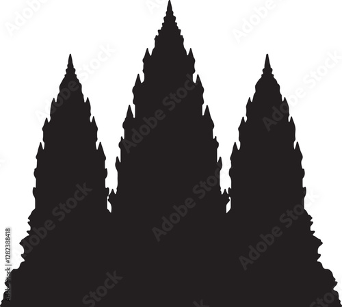 silhouette of prambanan temple