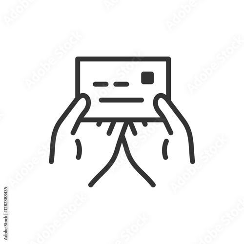 名刺交換のベクターアイコン ビジネス・社会人・取引・挨拶のシンプル線画イラスト