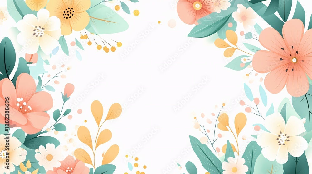 Obraz premium Colorful Flowers and Greenery Arranged in a Corner Floral Design
